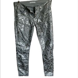 7 For All Mankind Metallic Skinny Foil Print Jeans